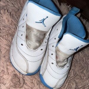 Kids White and Blue Jordans